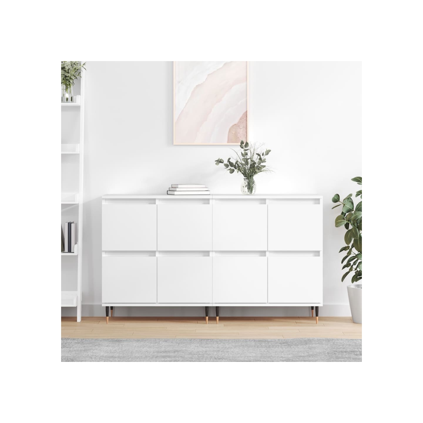 Buffets 2 pcs blanc bois d'ingénierie