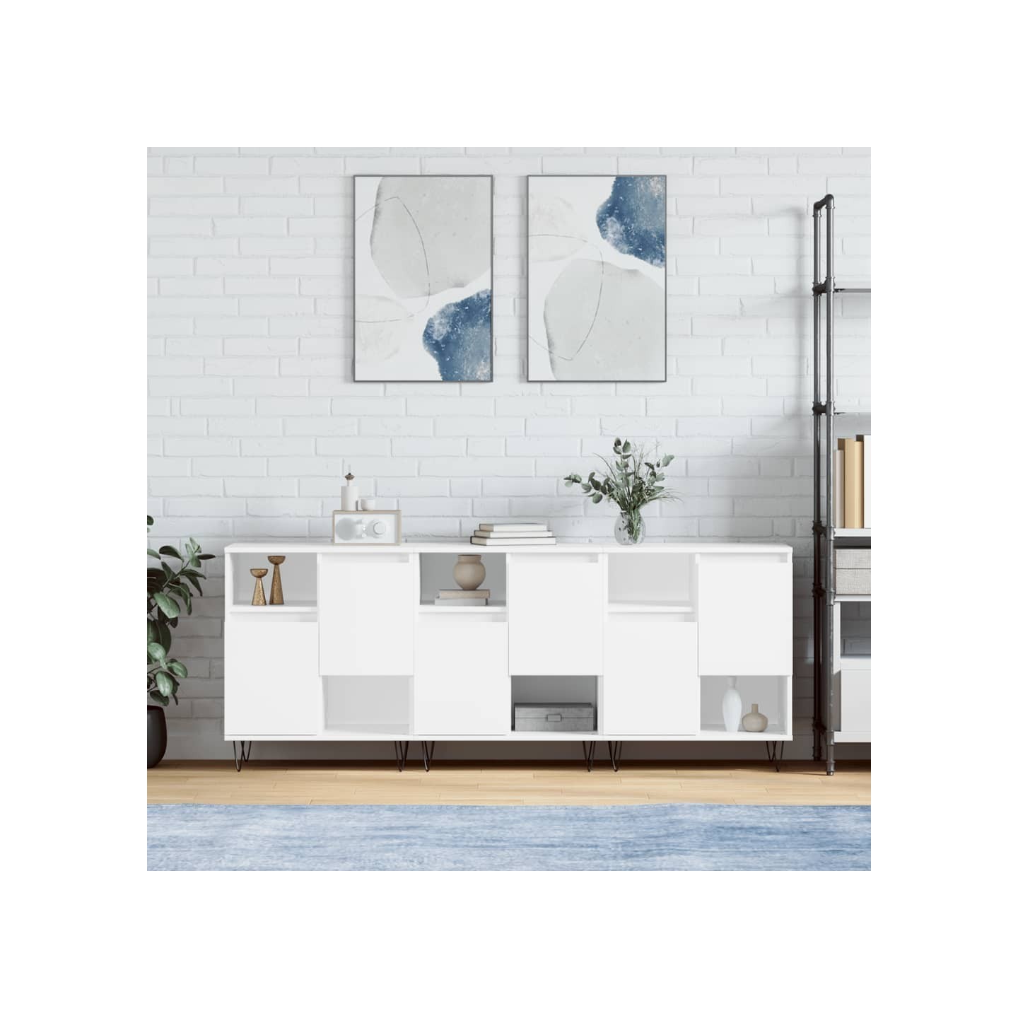 Buffets 3 pcs Blanc Bois d'ingénierie