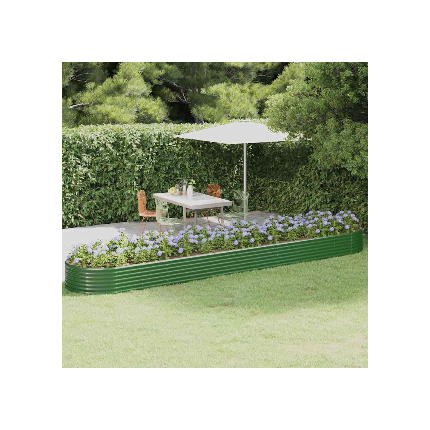 Lit surélevé de jardin Acier galvanisé 507x100x36cm Vert
