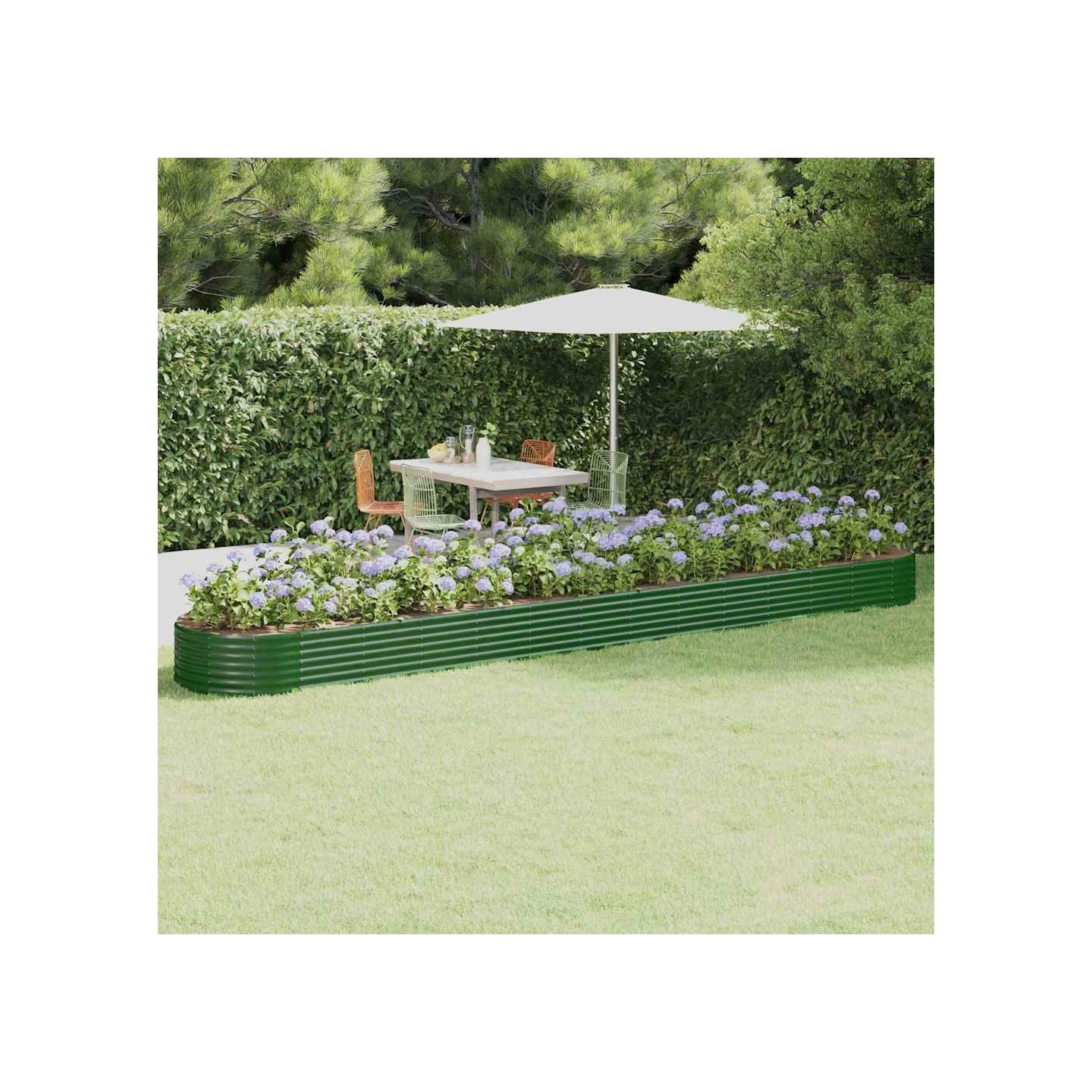 Lit surélevé de jardin Acier galvanisé 544x100x36cm Vert