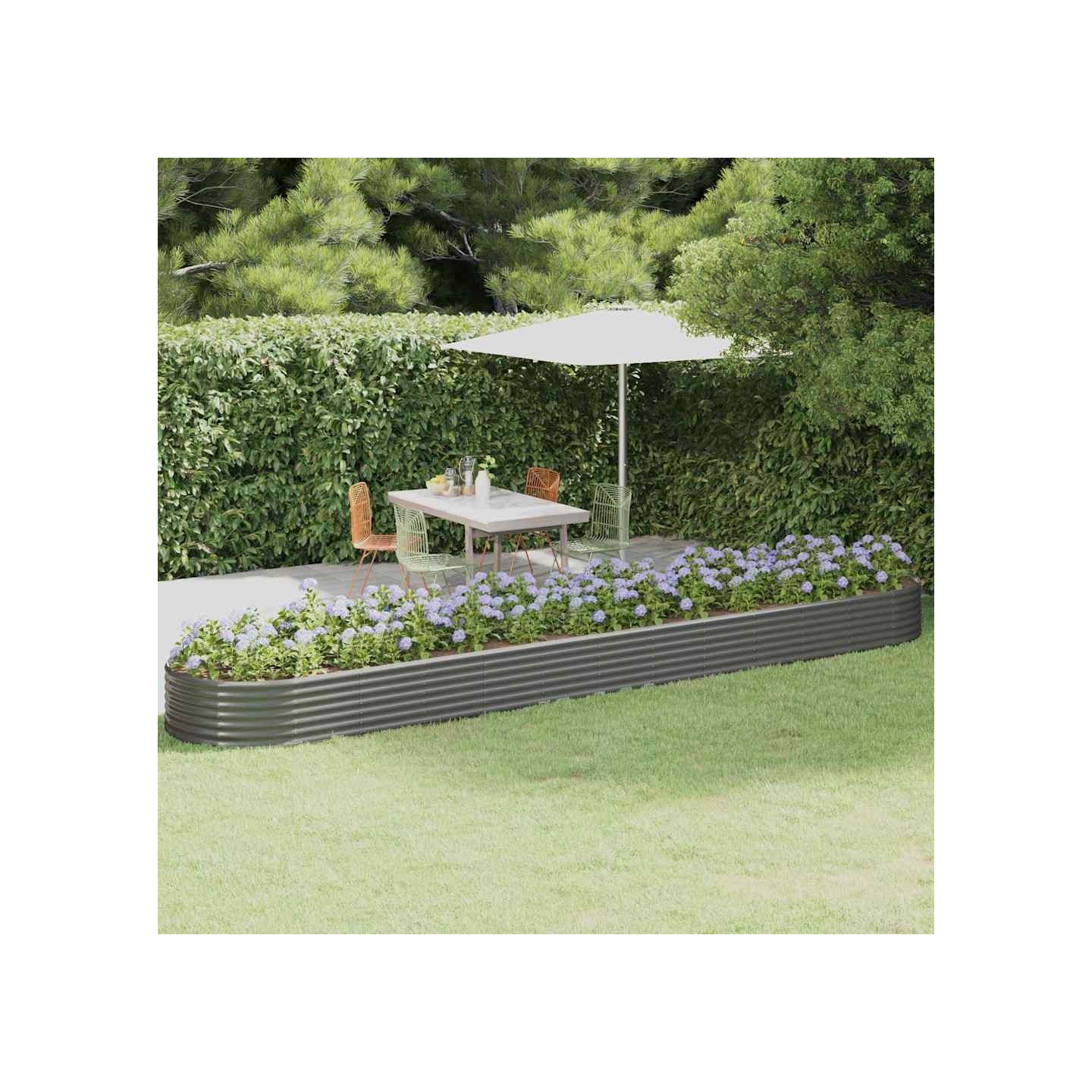 Lit surélevé de jardin Acier galvanisé 507x100x36cm gris
