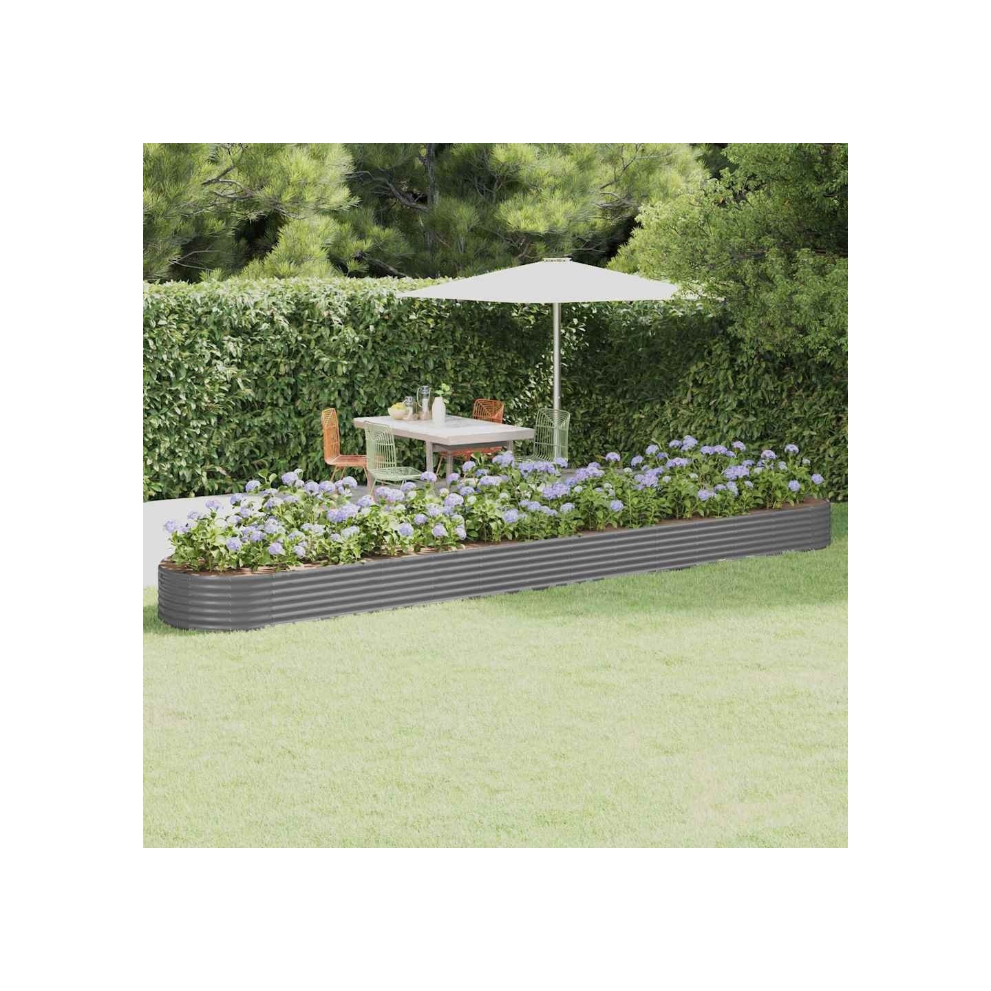 Lit surélevé de jardin Acier galvanisé 544x100x36cm gris
