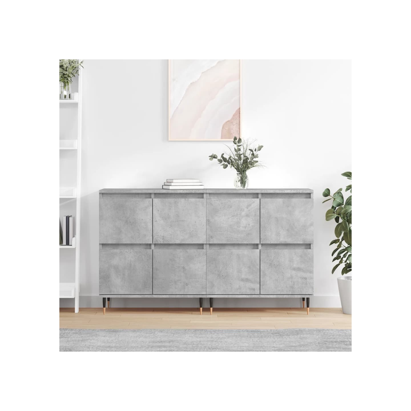 Buffets 2 pcs gris béton bois d'ingénierie