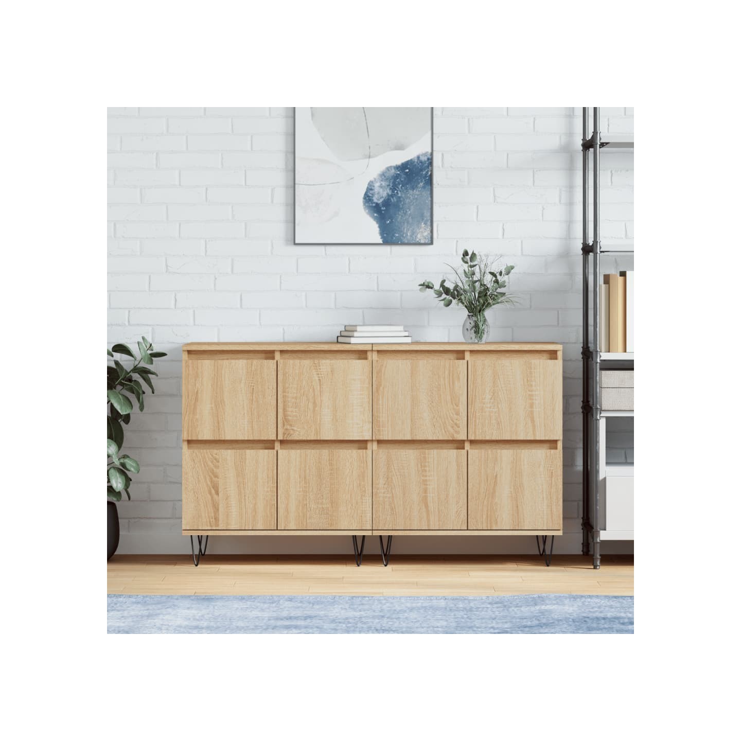 Buffets 2 pcs chêne sonoma bois d'ingénierie