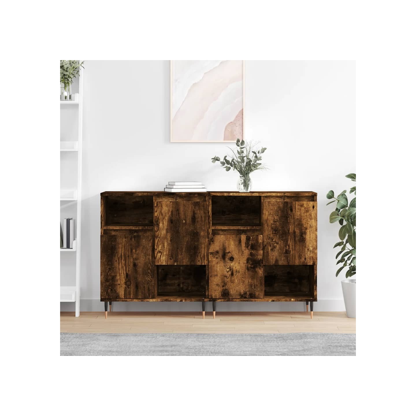 Buffets 2 pcs chêne fumé bois d'ingénierie