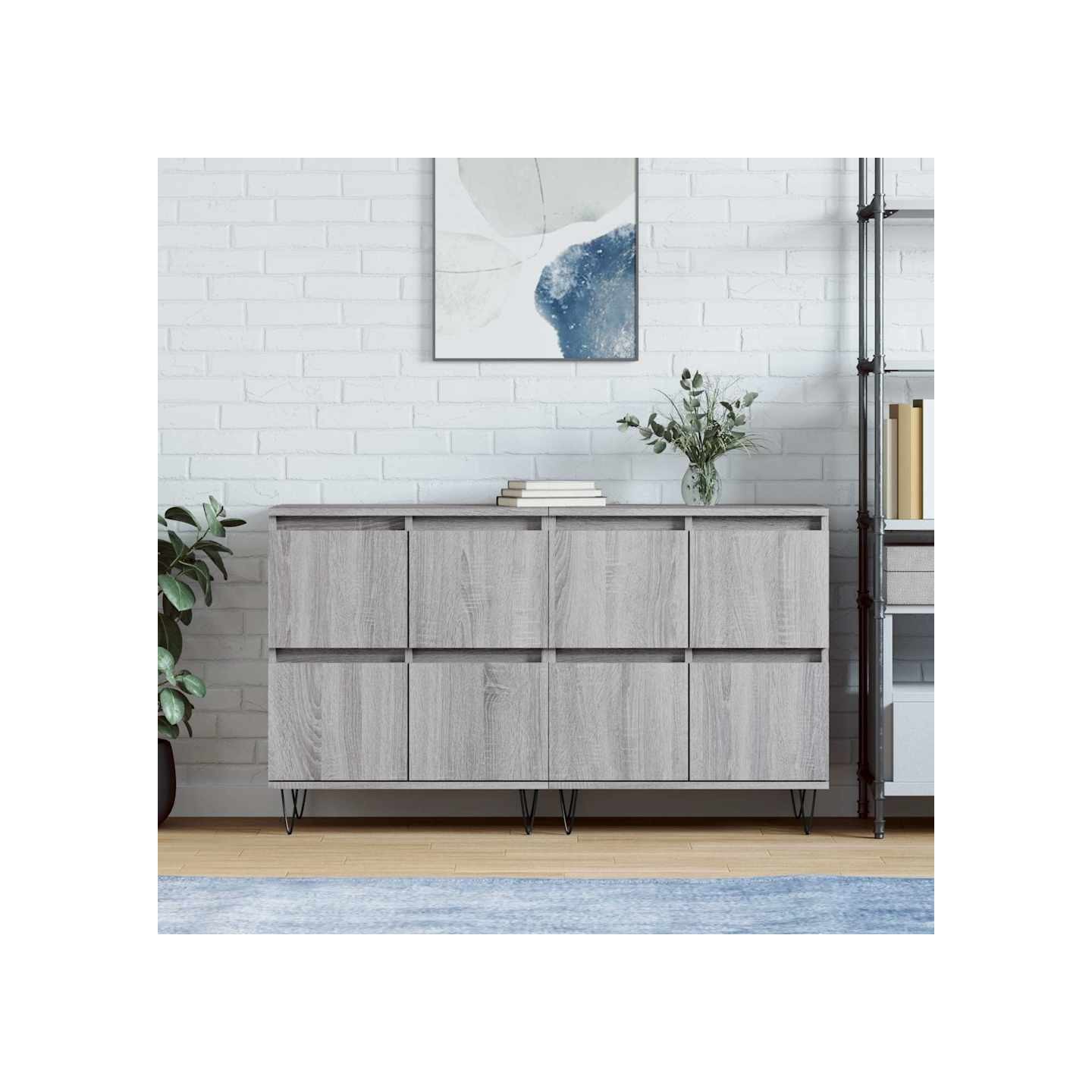 Buffets 2 pcs sonoma gris bois d'ingénierie