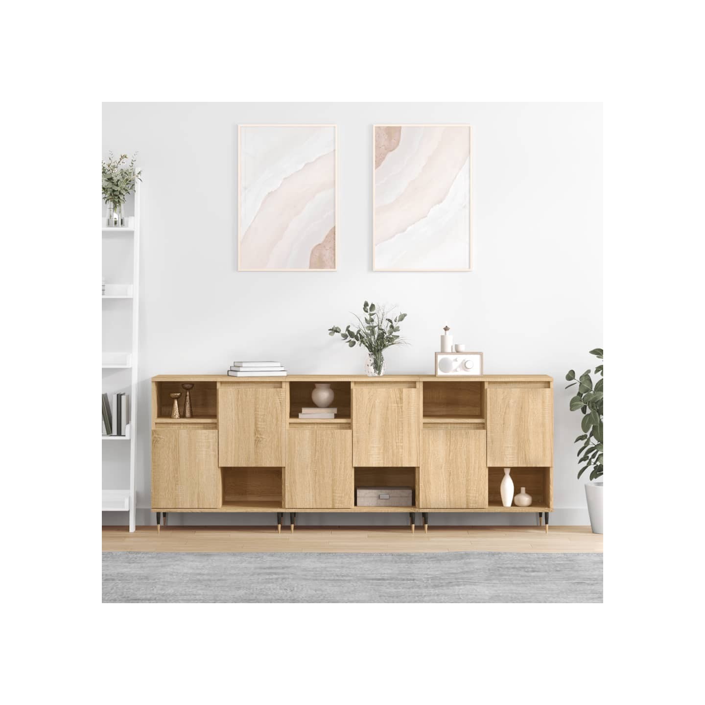 Buffets 3 pcs Chêne sonoma Bois d'ingénierie