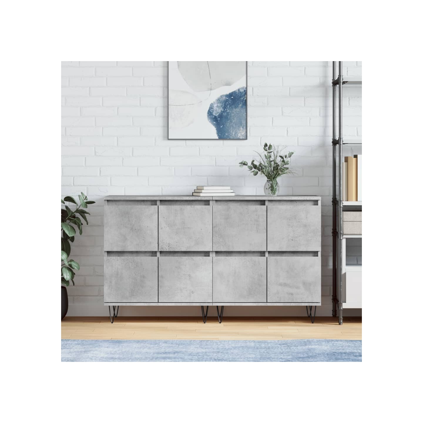 Buffets 2 pcs gris béton bois d'ingénierie