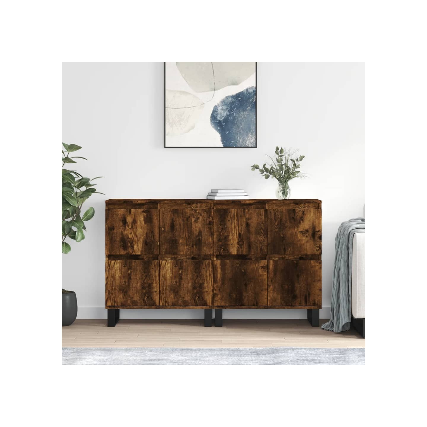 Buffets 2 pcs chêne fumé bois d'ingénierie