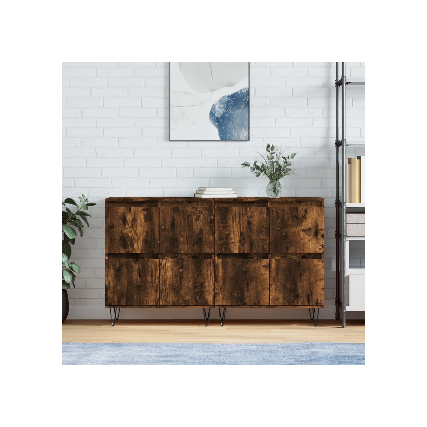 Buffets 2 pcs chêne fumé bois d'ingénierie