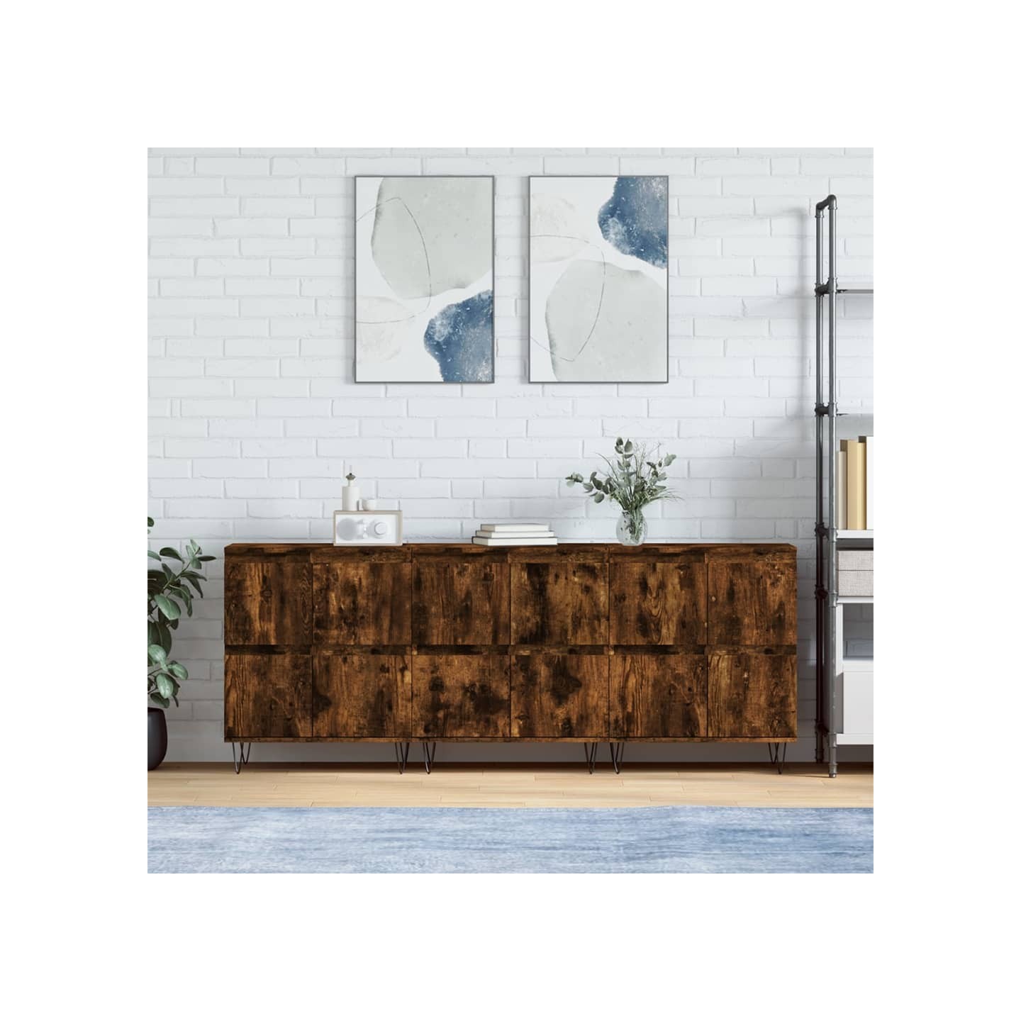 Buffets 3 pcs Chêne fumé Bois d'ingénierie