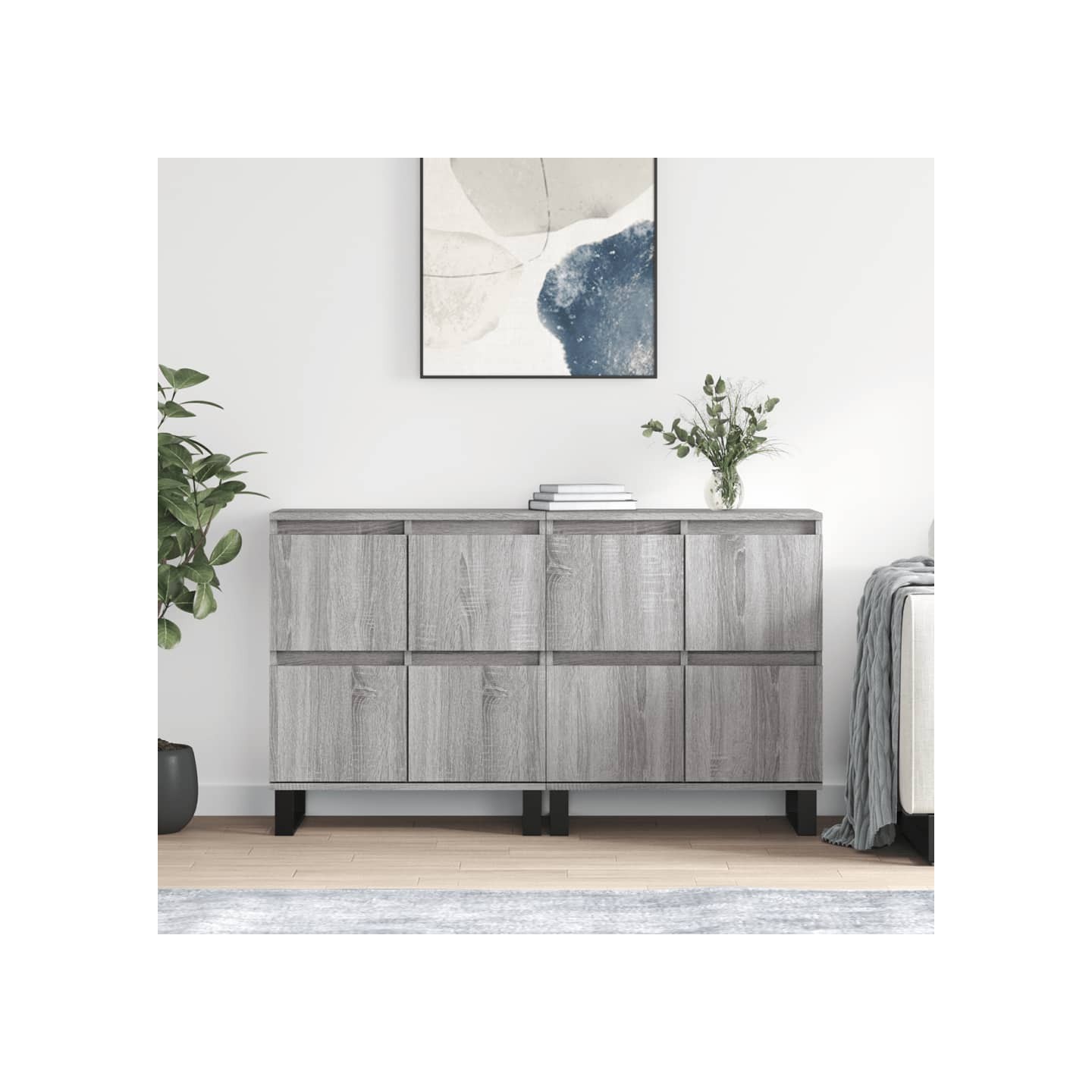 Buffets 2 pcs sonoma gris bois d'ingénierie