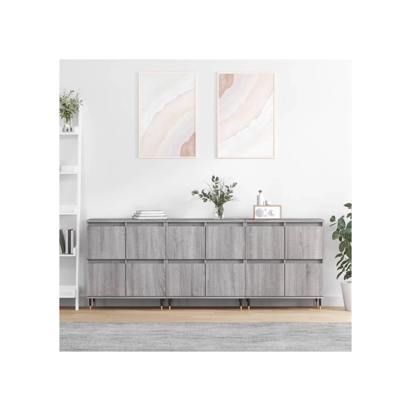 Buffets 3 pcs Sonoma gris Bois d'ingénierie