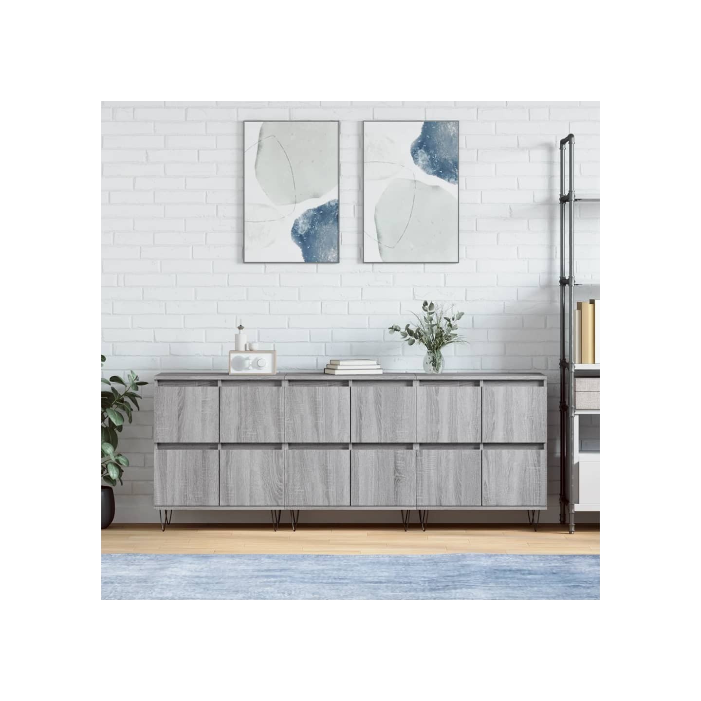 Buffets 3 pcs Sonoma gris Bois d'ingénierie