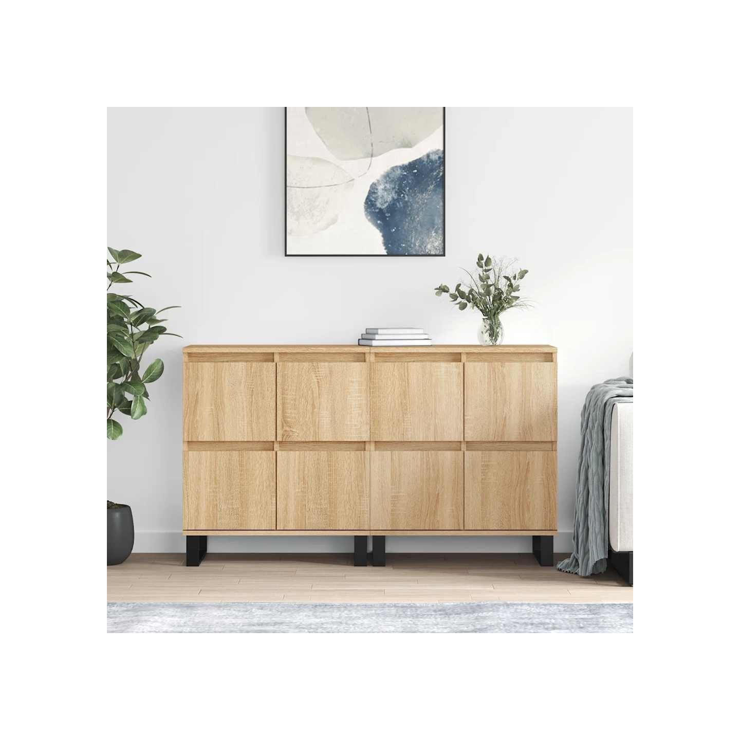 Buffets 2 pcs chêne sonoma bois d'ingénierie