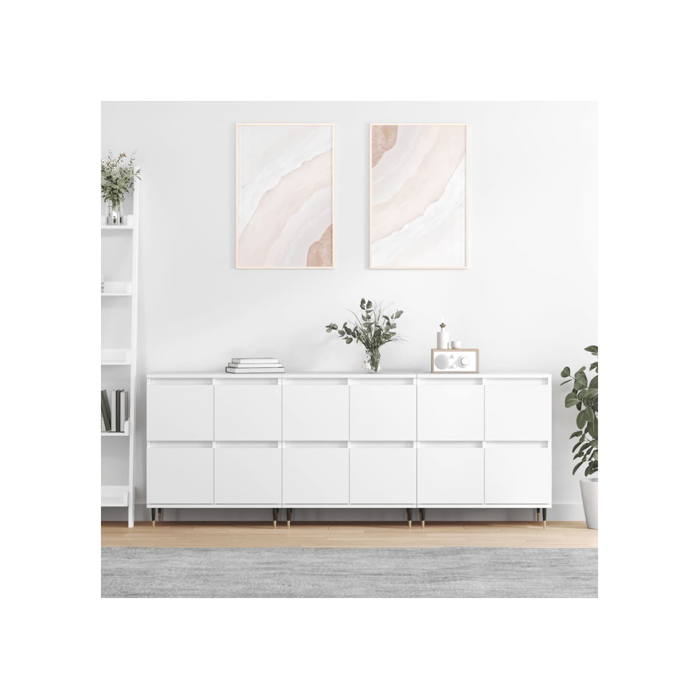 Buffets 3 pcs Blanc Bois d'ingénierie