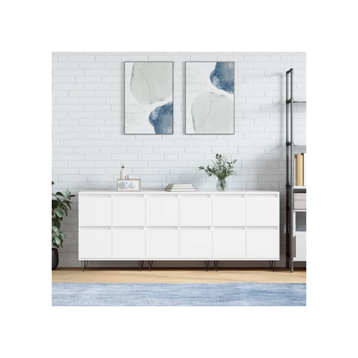 Buffets 3 pcs Blanc Bois d'ingénierie
