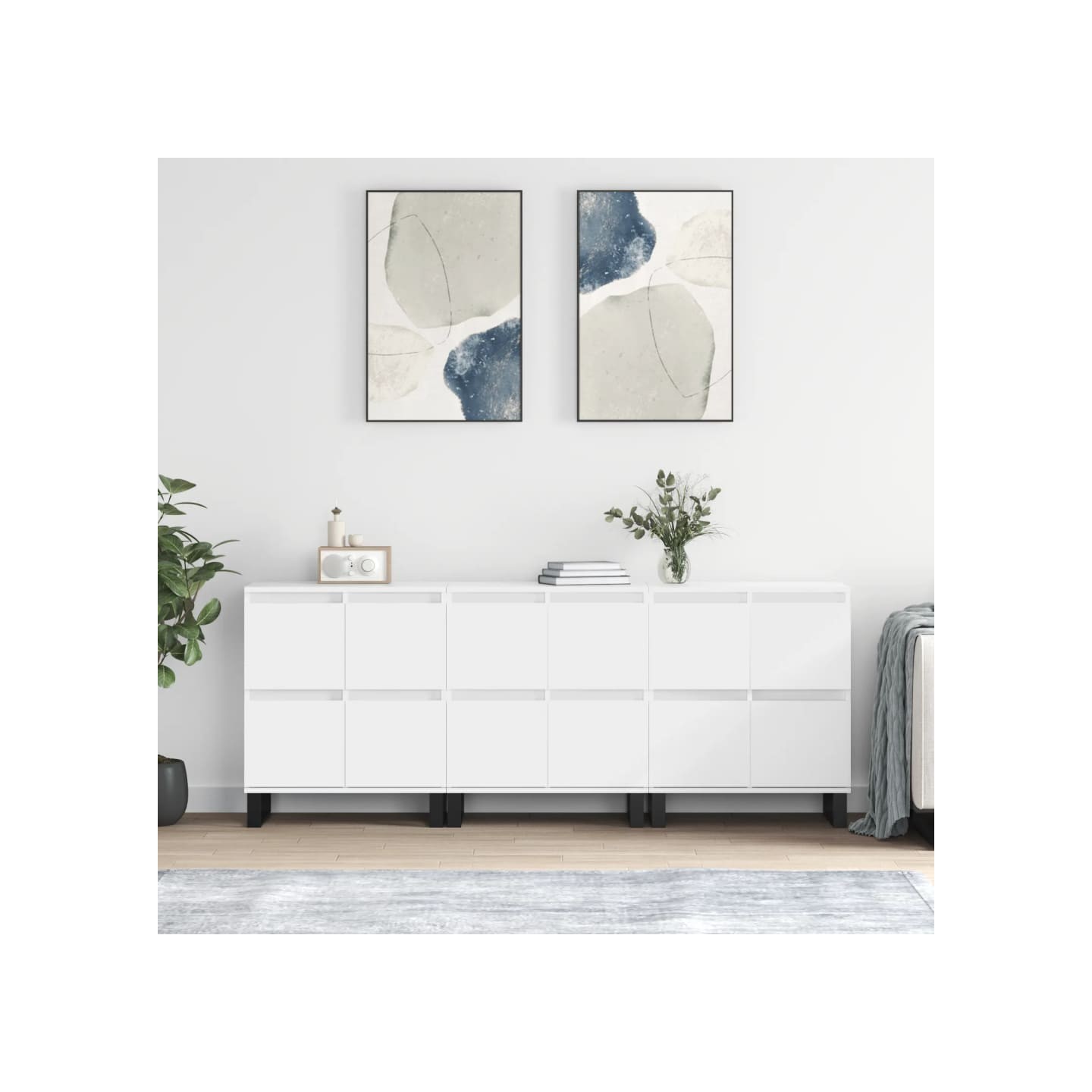 Buffets 3 pcs Blanc Bois d'ingénierie