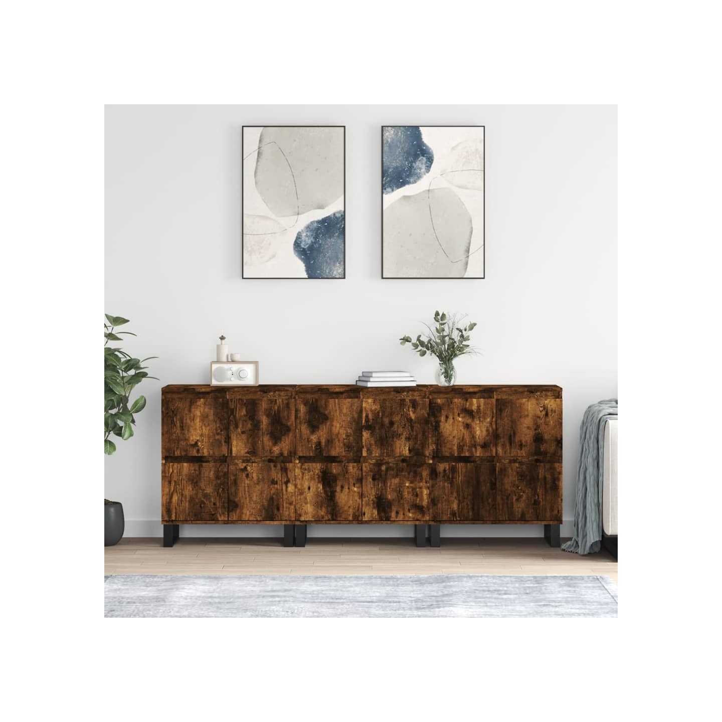 Buffets 3 pcs Chêne fumé Bois d'ingénierie