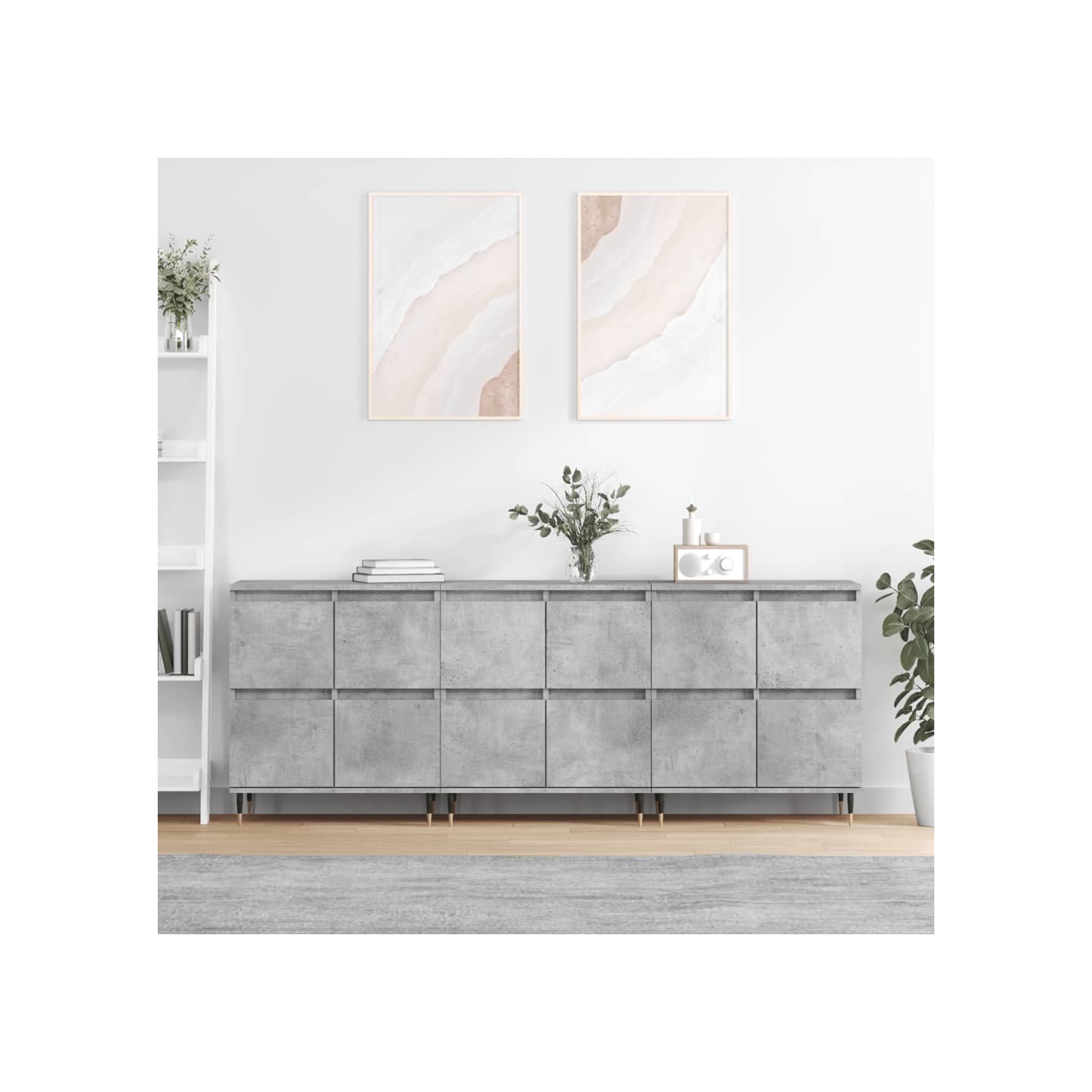 Buffets 3 pcs gris béton bois d'ingénierie