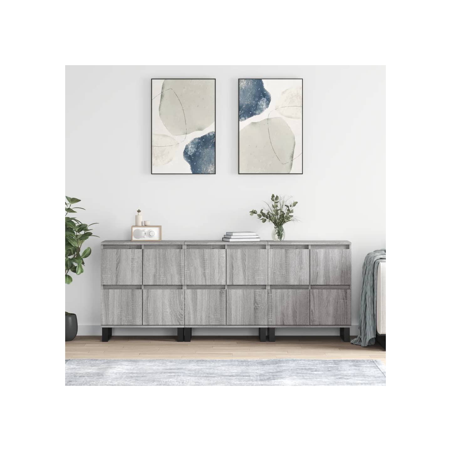 Buffets 3 pcs Sonoma gris Bois d'ingénierie