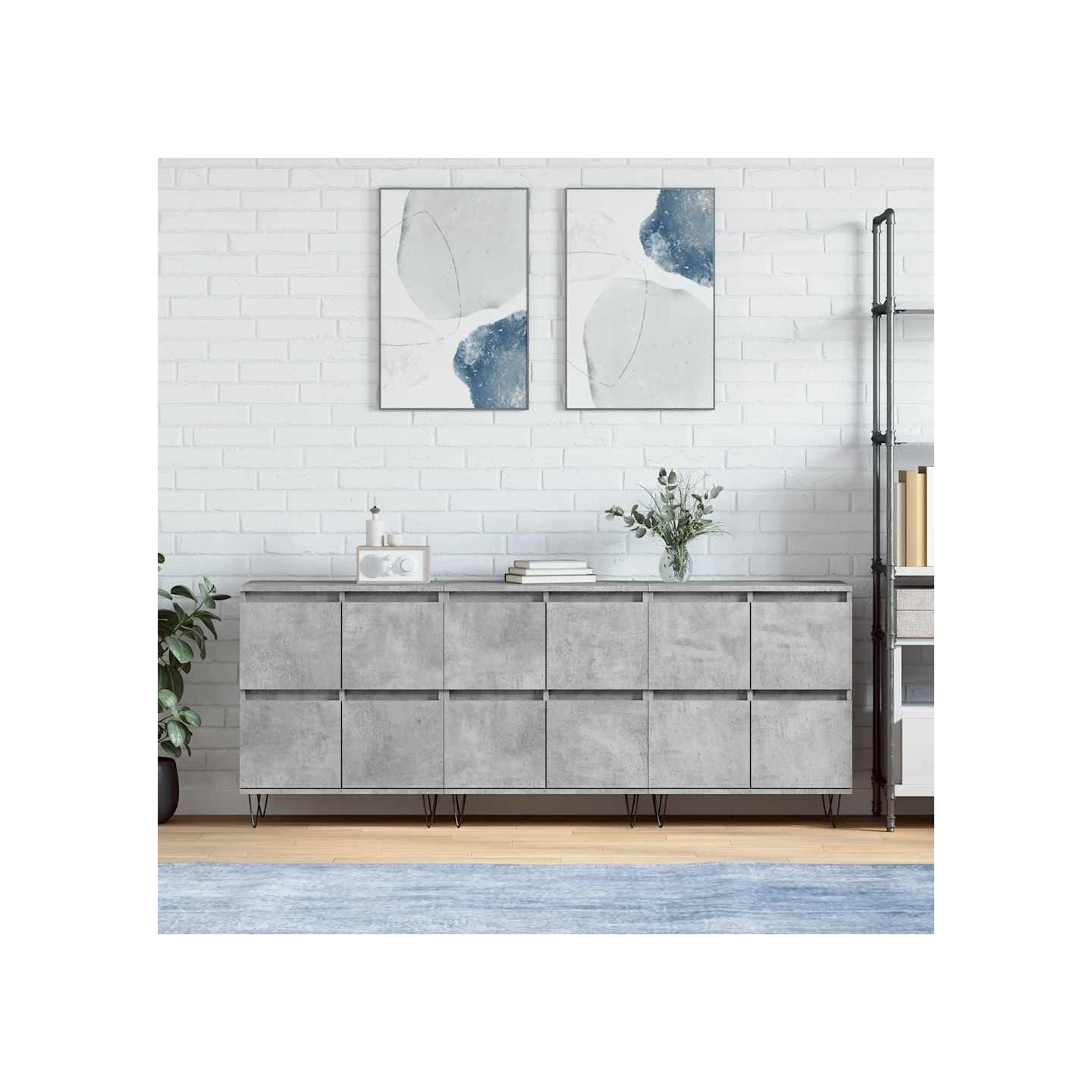 Buffets 3 pcs gris béton bois d'ingénierie