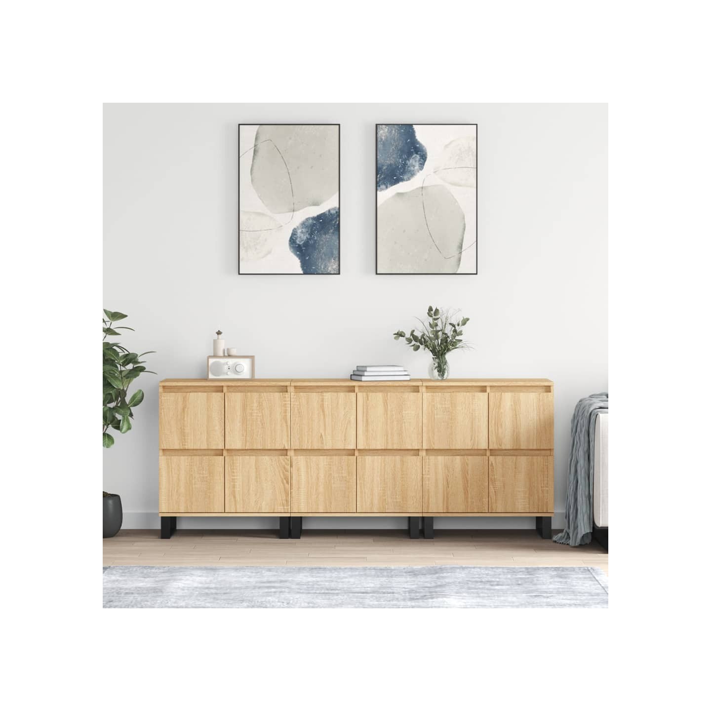 Buffets 3 pcs Chêne sonoma Bois d'ingénierie