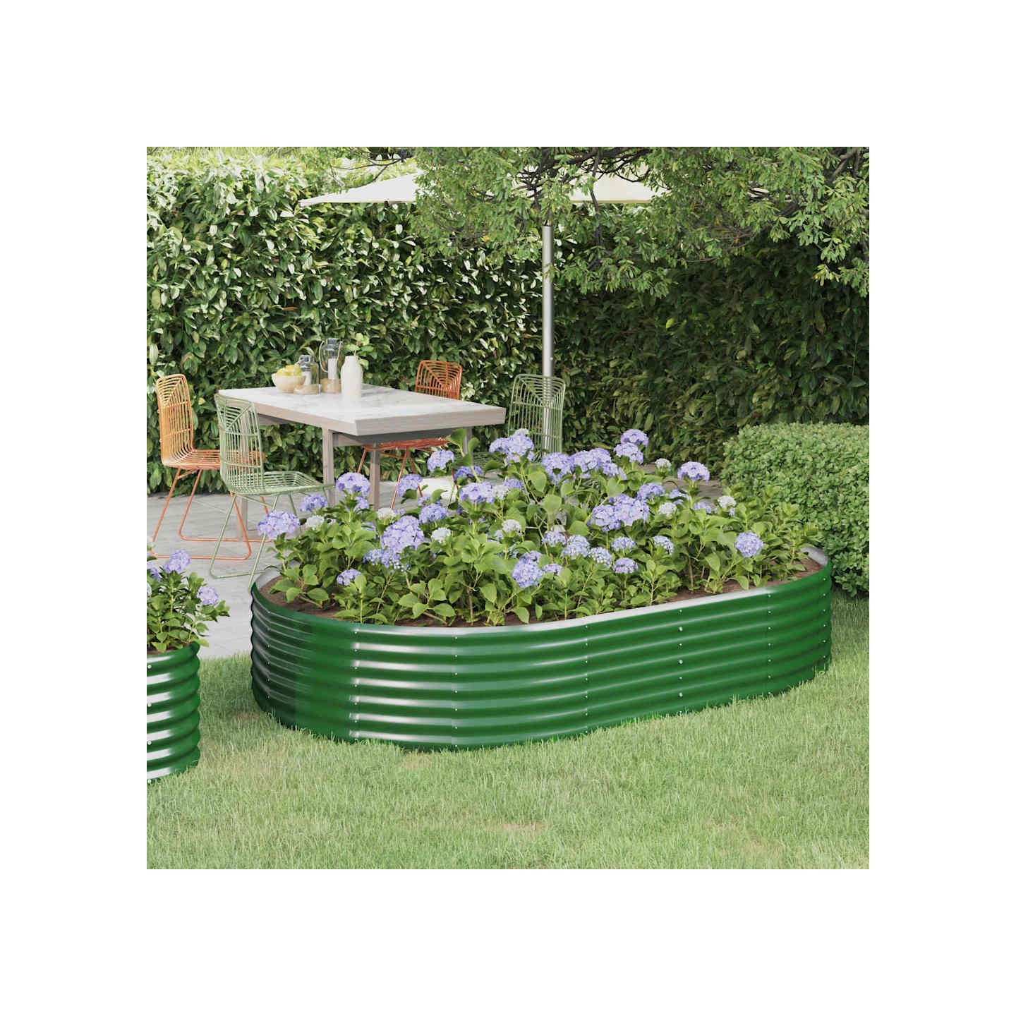 Lit surélevé de jardin Acier galvanisé 214x140x36cm Vert