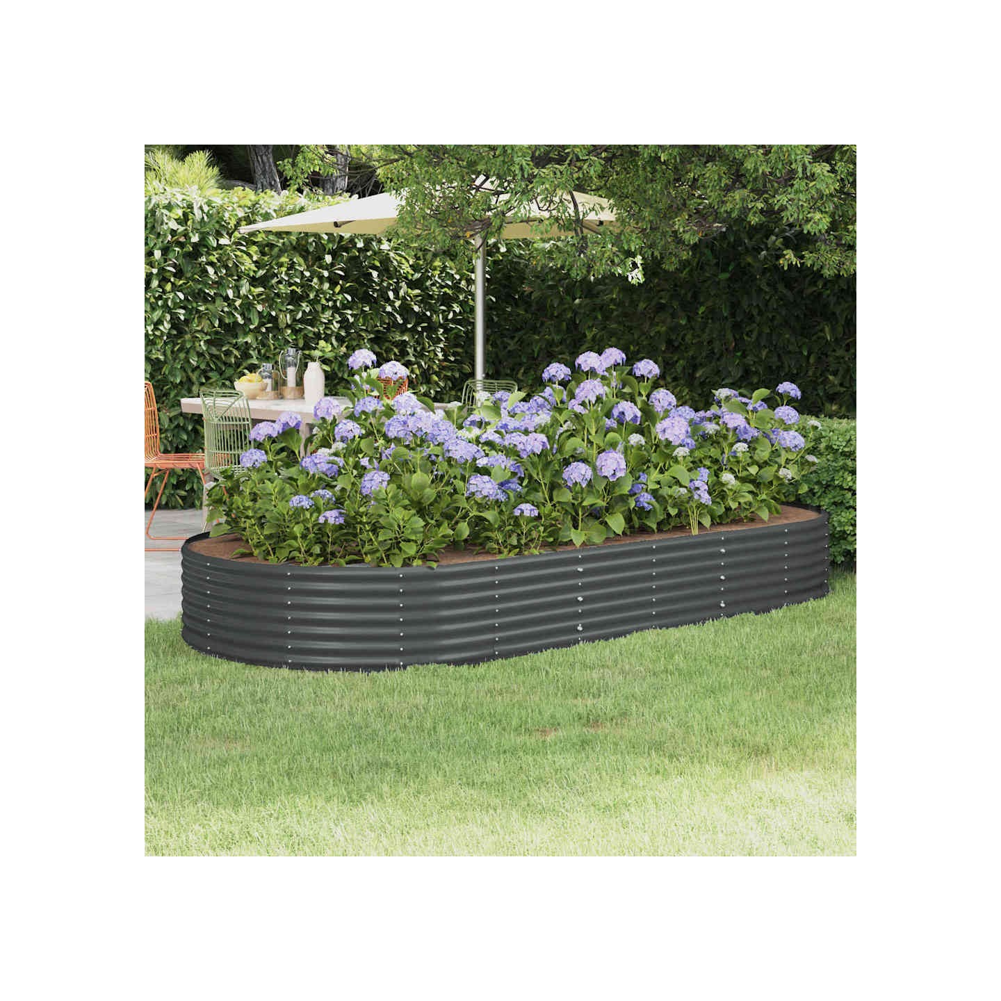 Jardinière surélevée en acier galvanisé 296 x 140 x 36 cm Anthracite