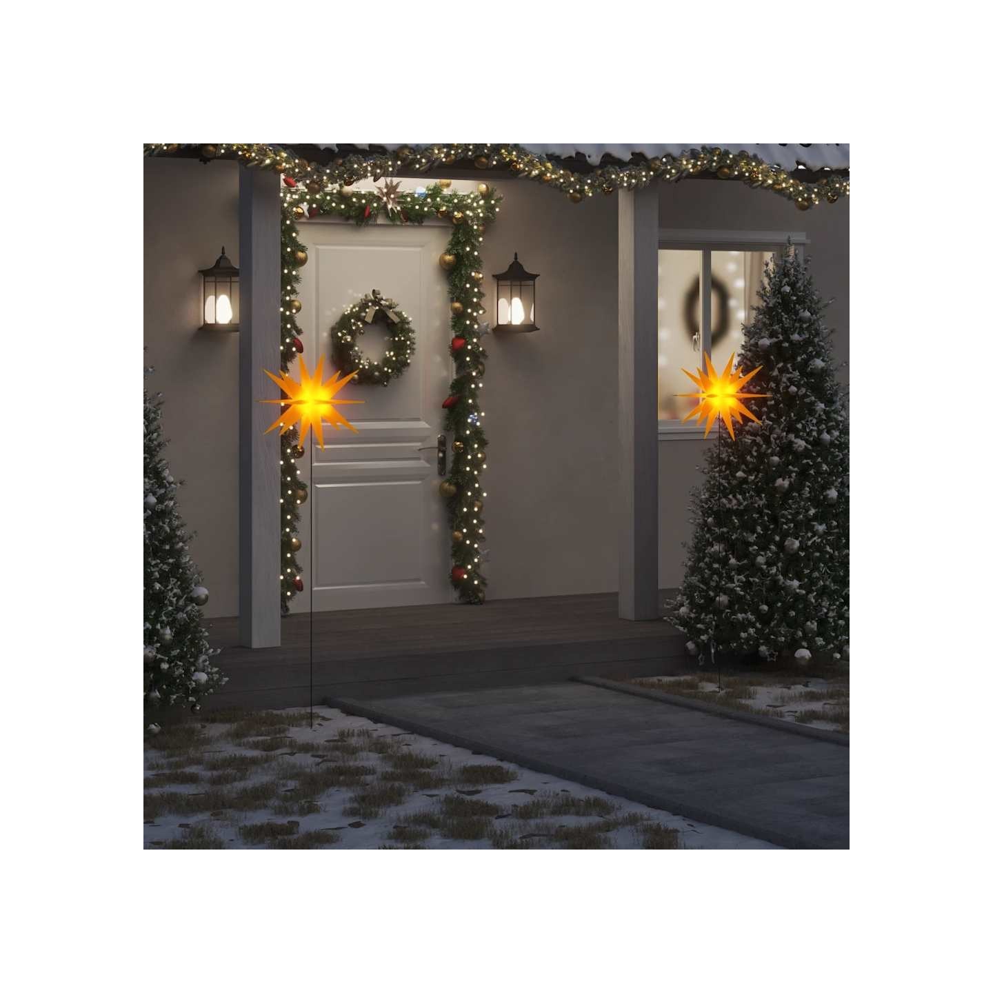 Lumières de Noël avec piquets 3 pcs LED pliable jaune 57 cm