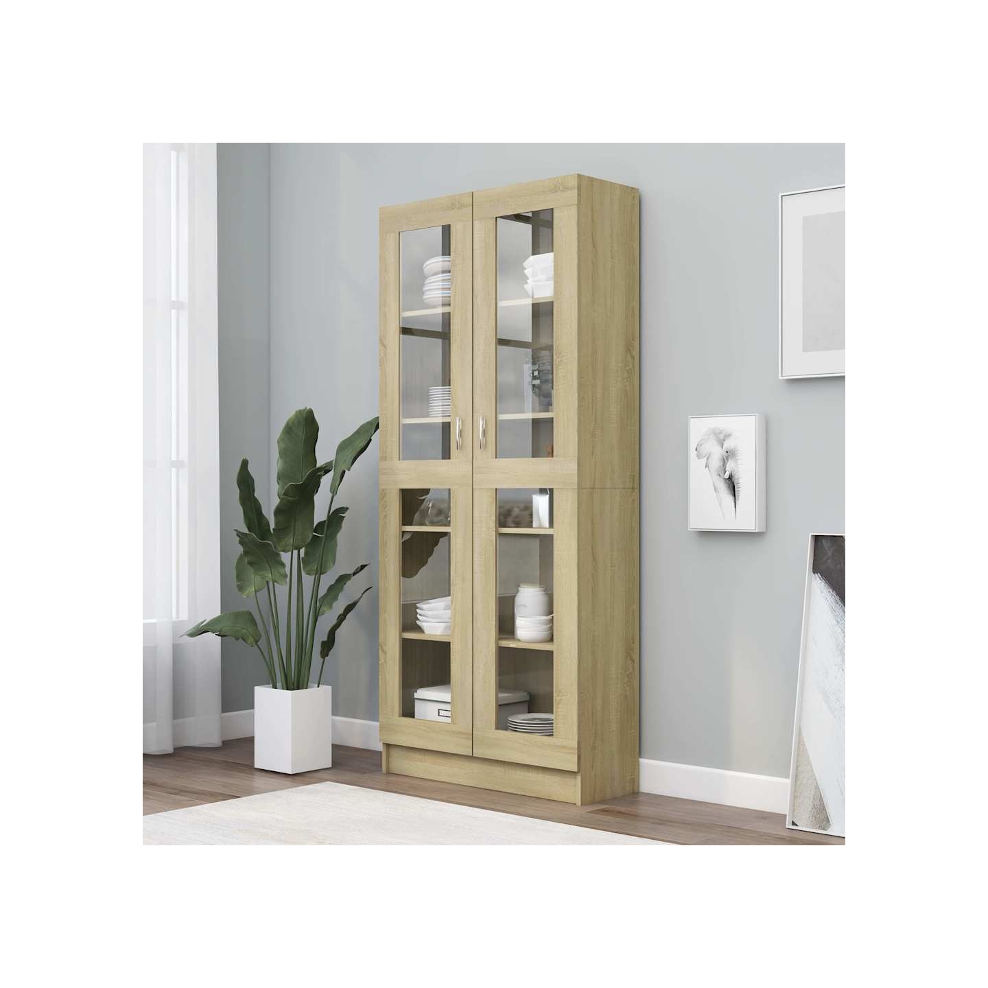 Armoire vitrine Chêne sonoma 82,5x30,5x185 cm Bois ingénierie