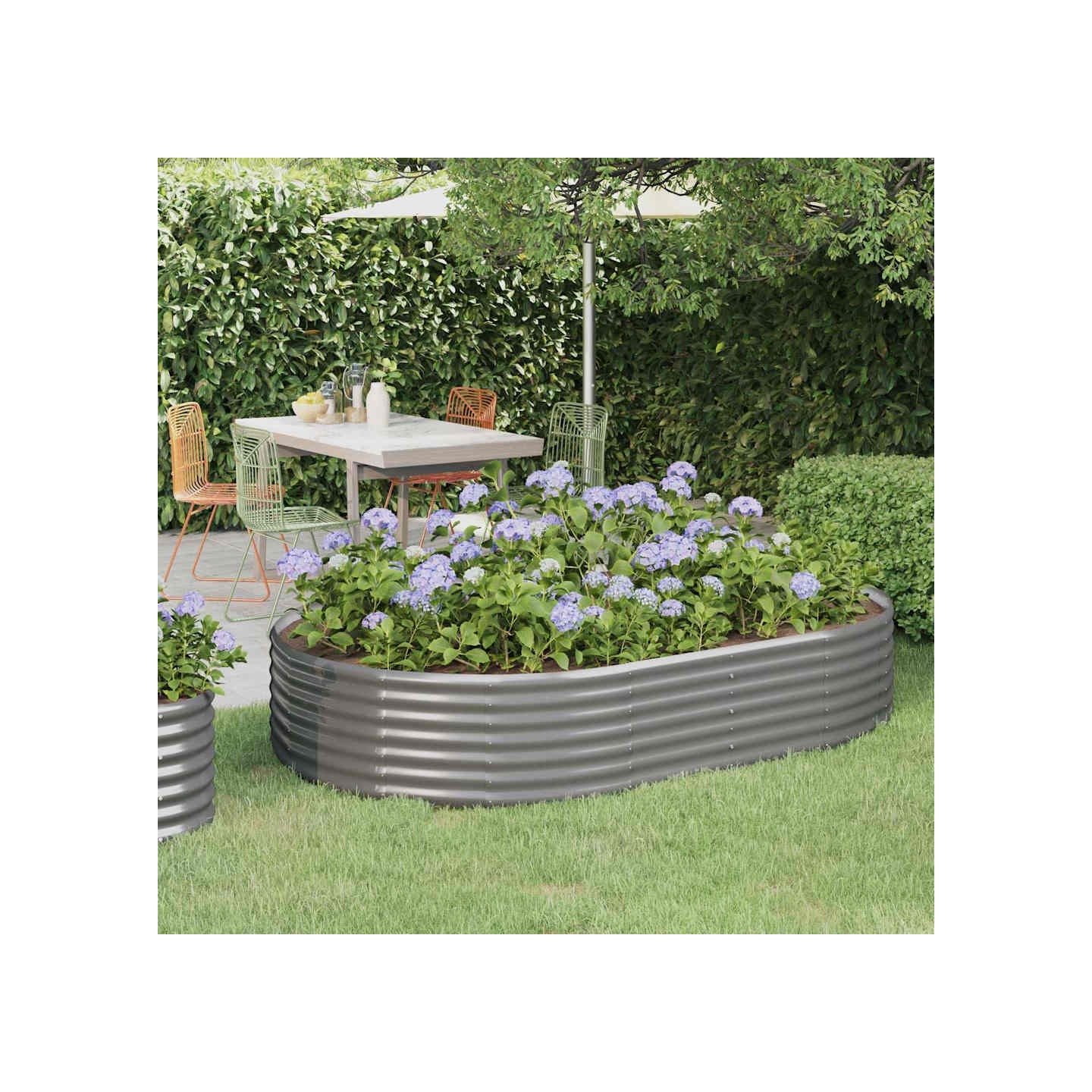 Lit surélevé de jardin Acier galvanisé 214x140x36cm gris