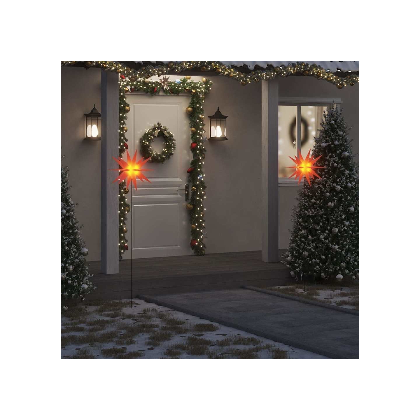 Lumières de Noël avec piquets 3 pcs LED pliable rouge 57 cm