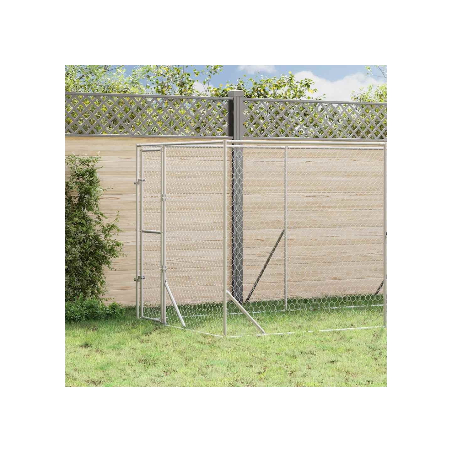 Chenil d'extérieur pour chiens argenté 2x10x2 m acier galvanisé