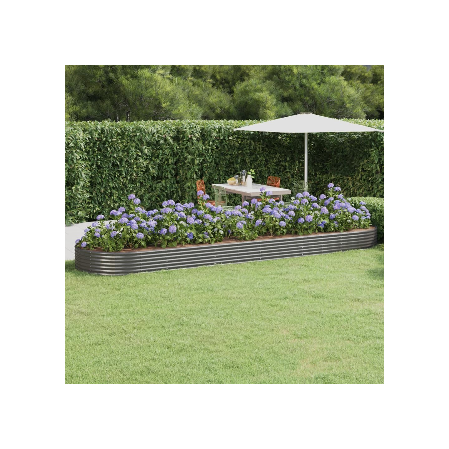 Lit surélevé de jardin Acier galvanisé 523x140x36cm gris
