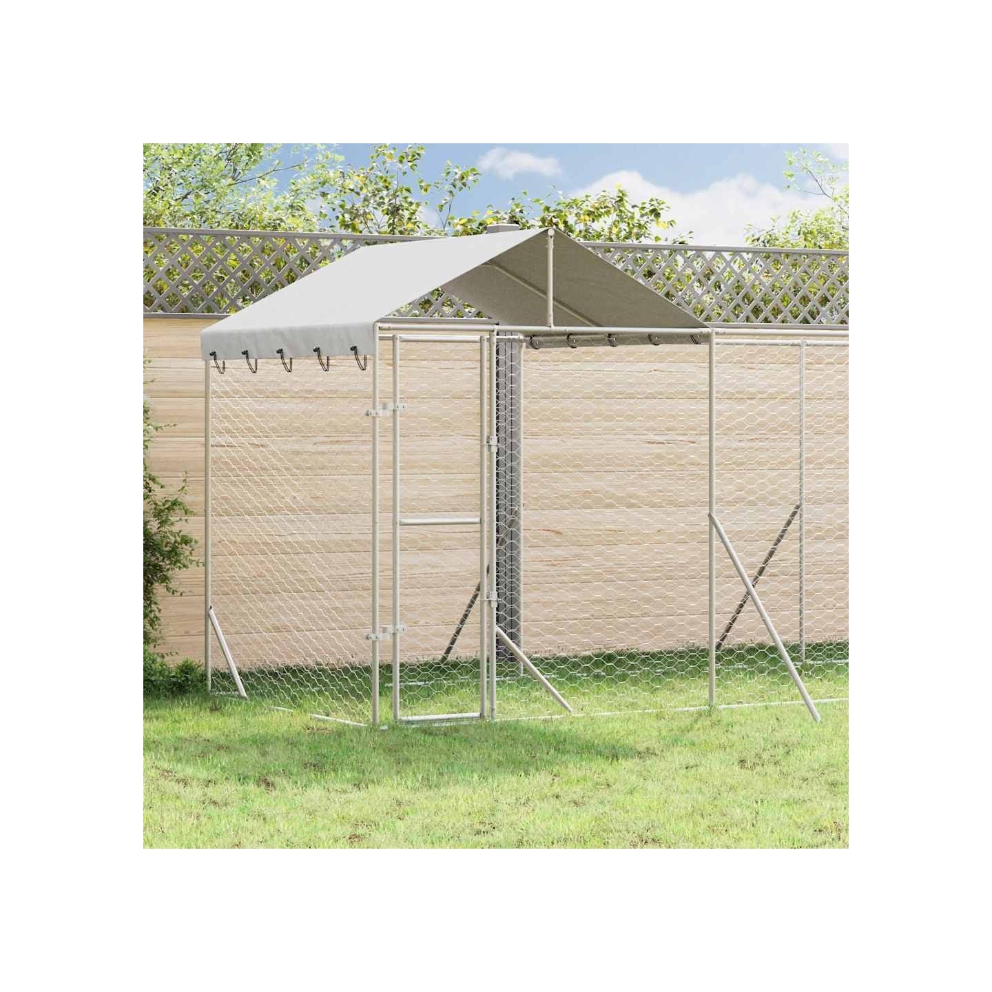 Chenil d'extérieur pour chiens avec toit argenté 6x2x2,5 m