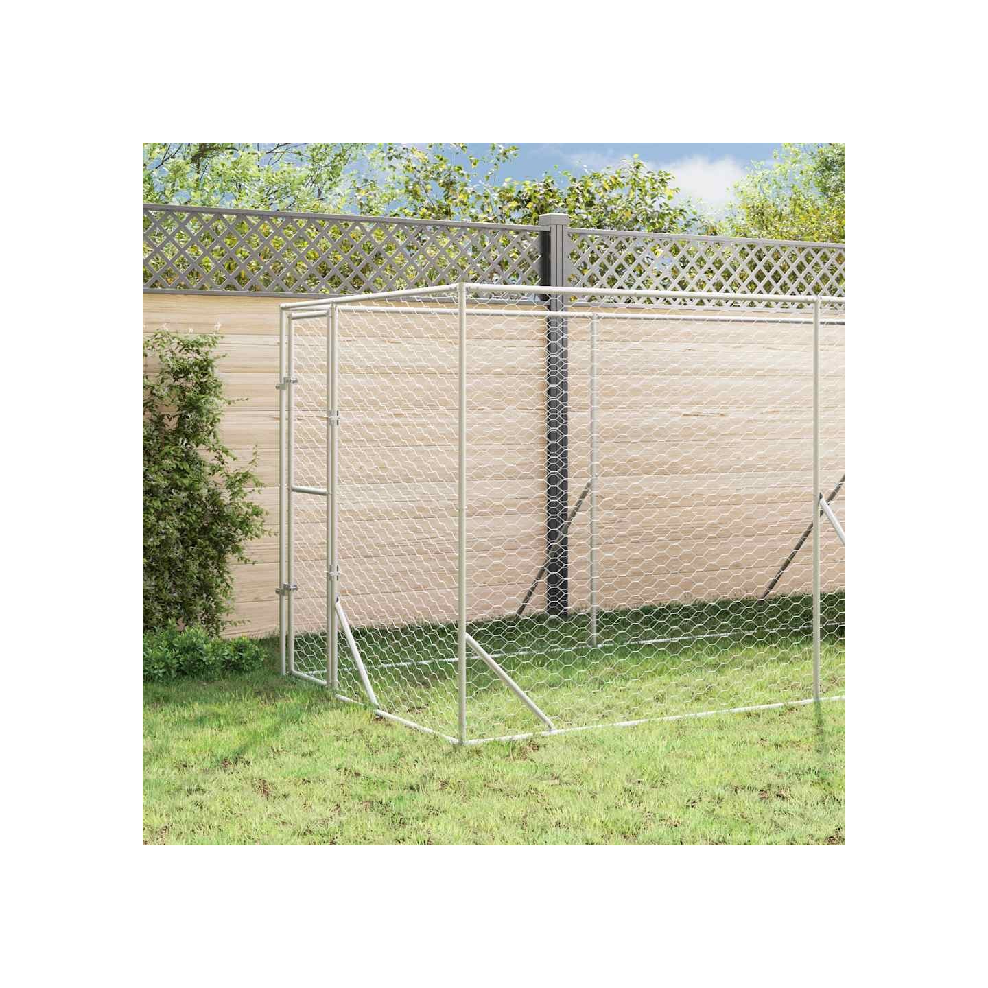 Chenil d'extérieur pour chiens avec toit argenté 2x6x2,5 m