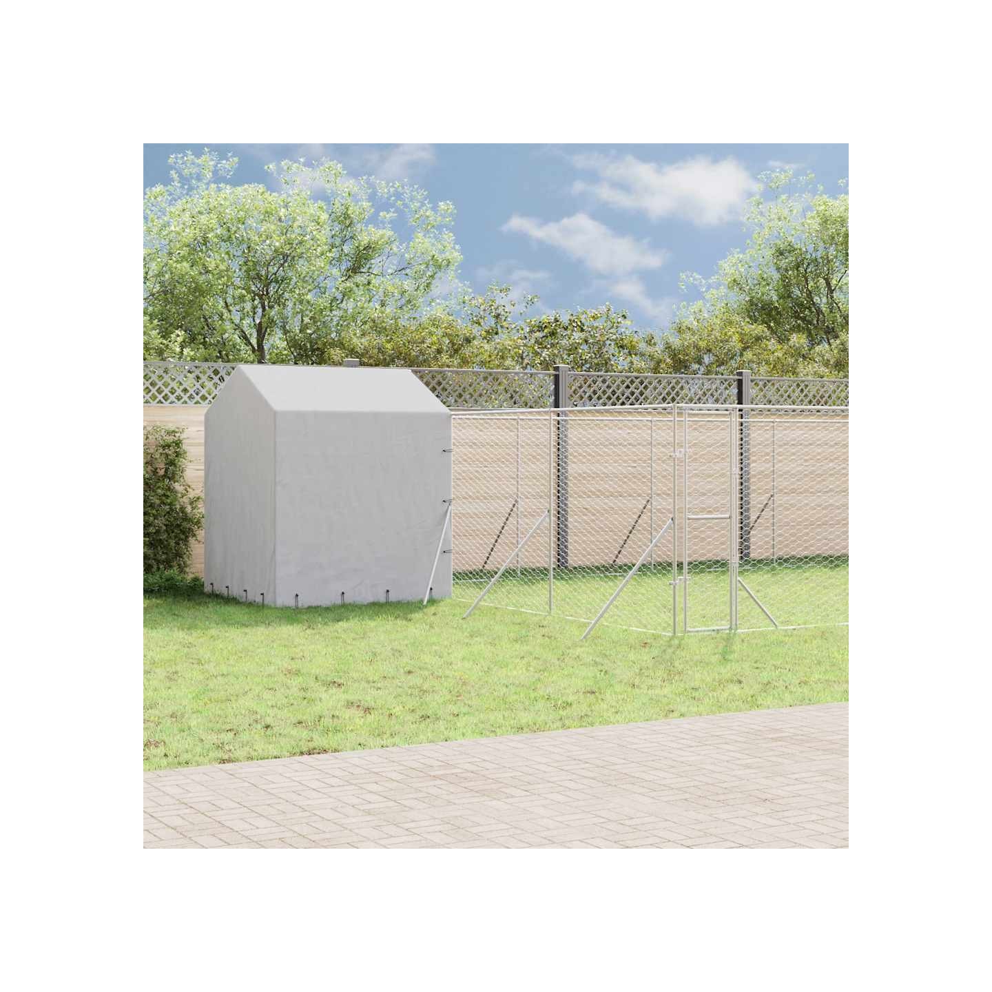 Chenil d'extérieur pour chiens avec toit argenté 10x6x2,5 m