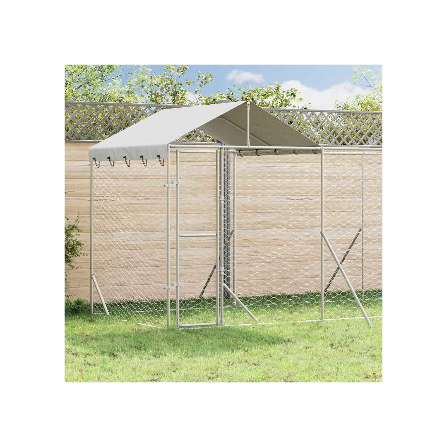 Chenil d'extérieur pour chiens avec toit argenté 10x2x2,5 m