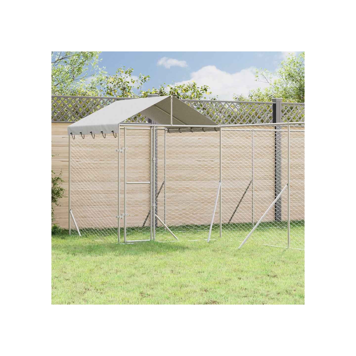 Chenil d'extérieur pour chiens avec toit argenté 10x6x2,5 m