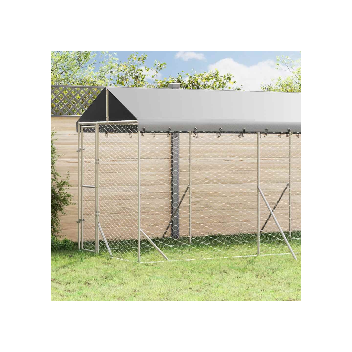 Chenil d'extérieur pour chiens avec toit argenté 2x6x2,5 m