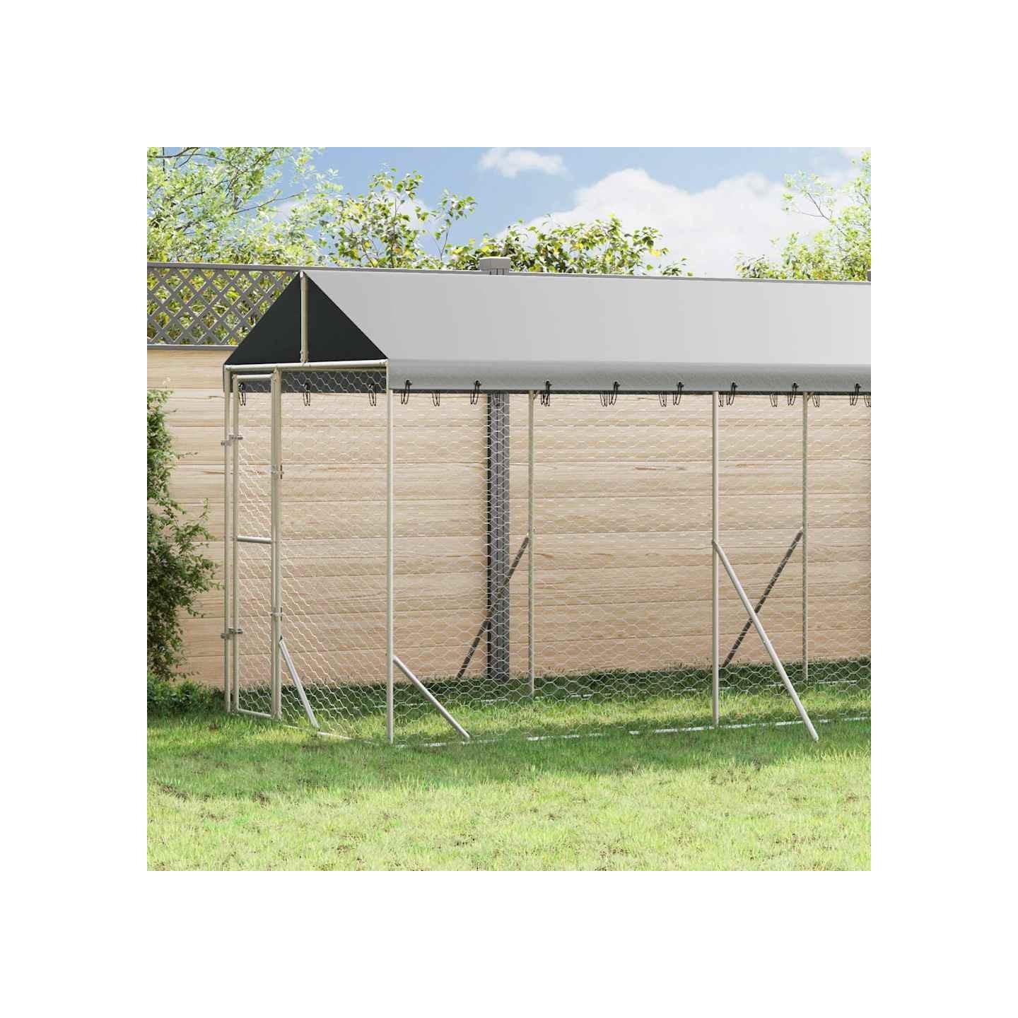 Chenil d'extérieur pour chiens avec toit argenté 2x10x2,5 m