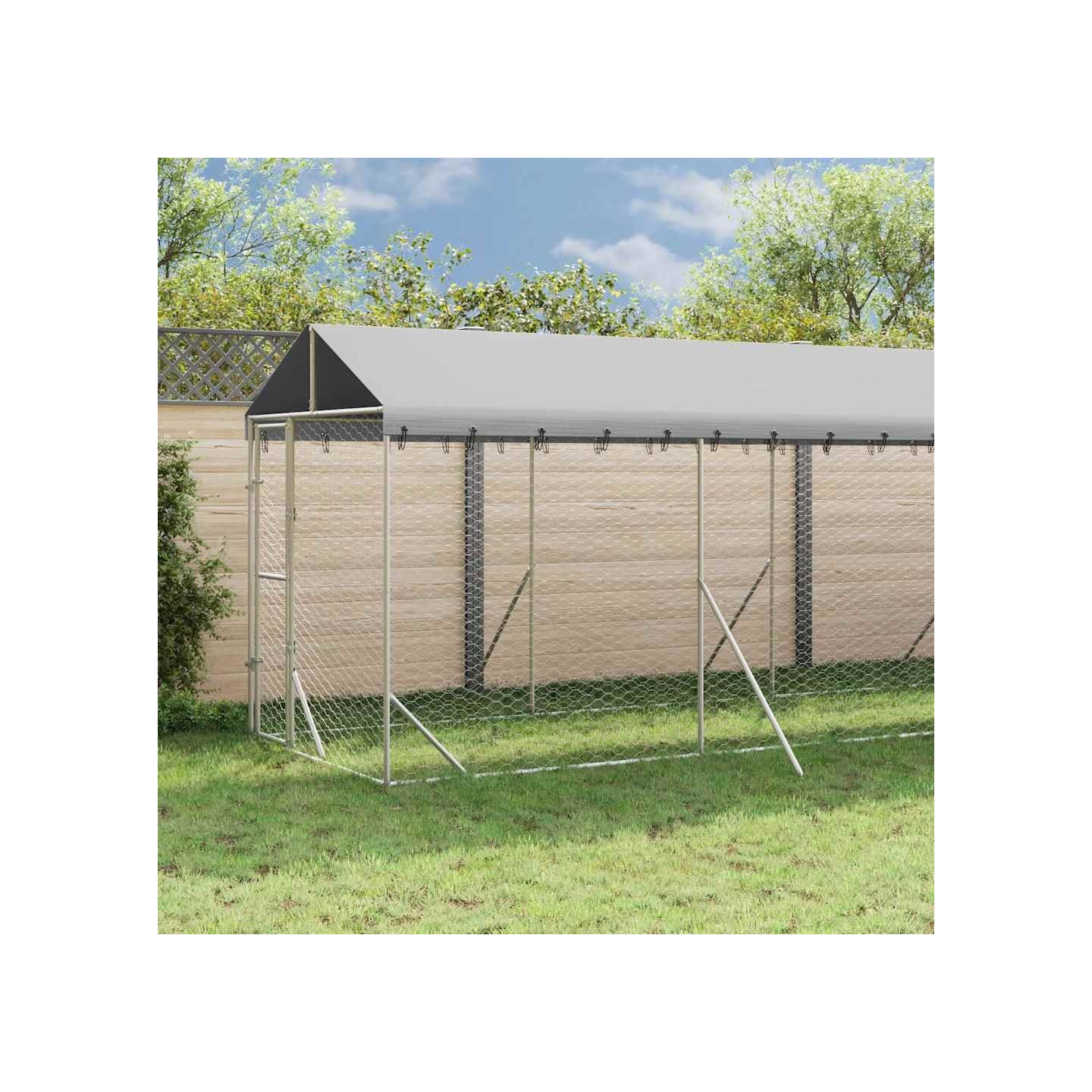 Chenil d'extérieur pour chiens avec toit argenté 2x10x2,5 m