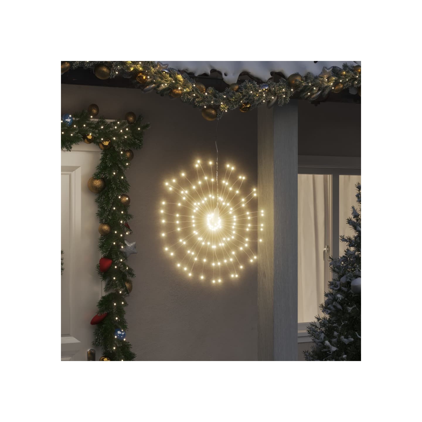 Étoile rayonnante de Noël 140 LED 2 pcs blanc chaud 17 cm