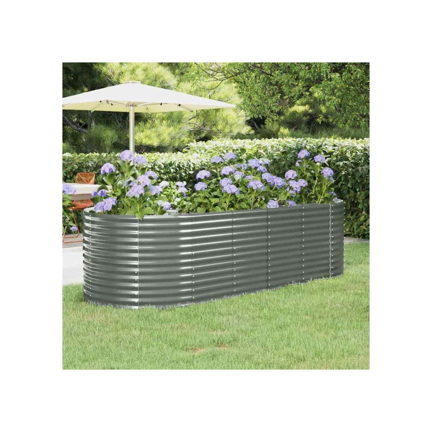 Lit surélevé de jardin Acier galvanisé 249x100x68cm gris