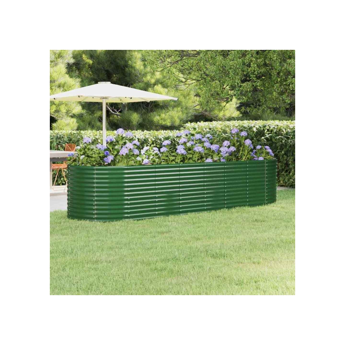 Lit surélevé de jardin Acier galvanisé 322x100x68cm Vert