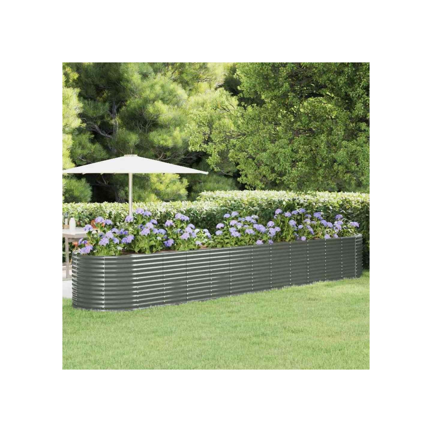Lit surélevé de jardin Acier enduit de poudre 507x100x68cm gris