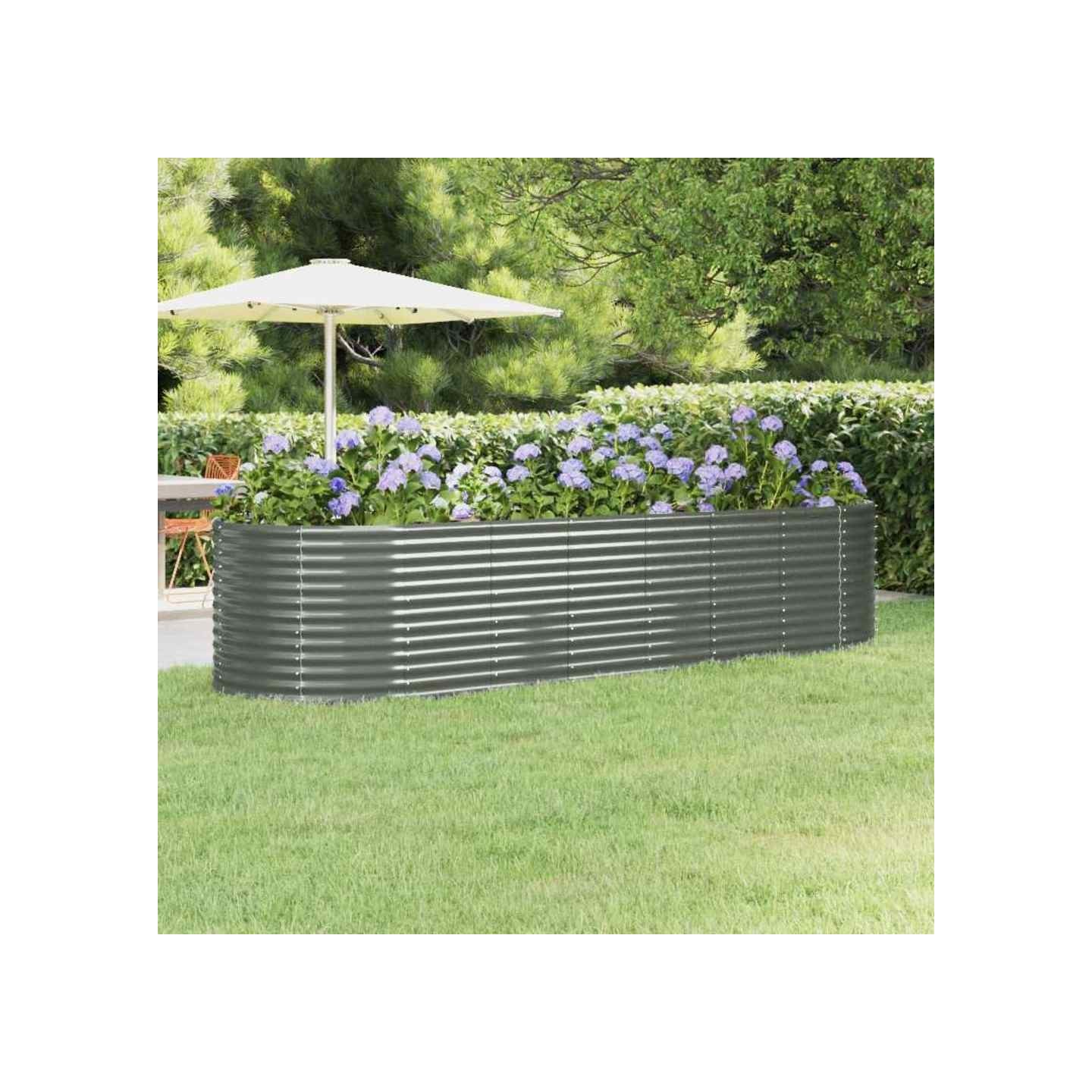 Lit surélevé de jardin Acier galvanisé 322x100x68cm gris