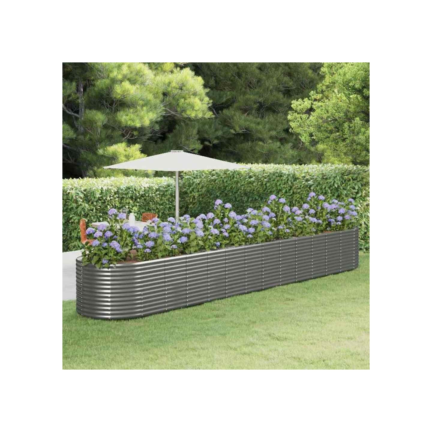 Lit surélevé de jardin Gris 554x100x68cm Acier enduit de poudre