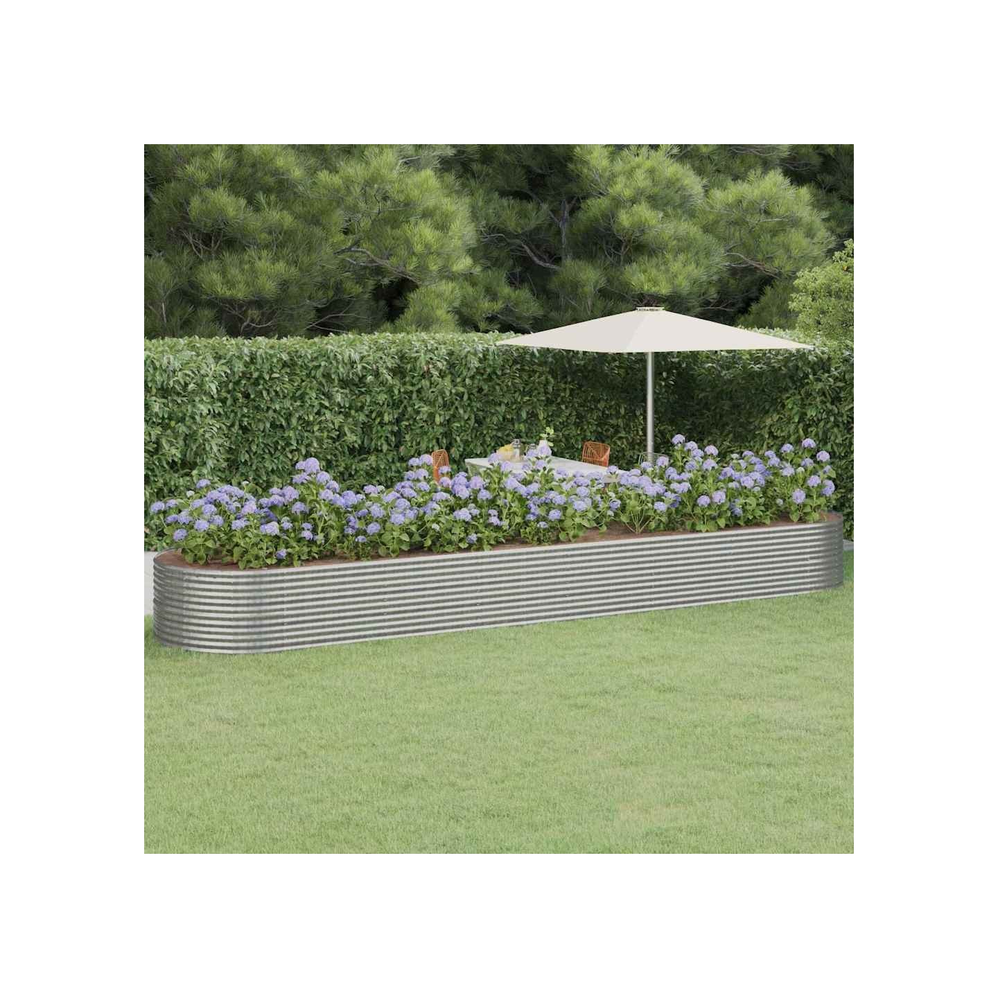 Lit surélevé de jardin Acier enduit de poudre Argenté
